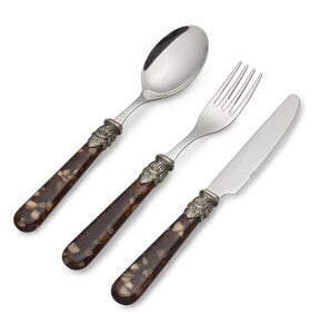 3-piece breakfast cutlery set, brown (tortoiseshell)
