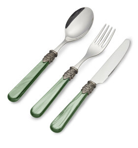 3-teiliges Frühstücksbesteckset, Grün (Perlmutt)