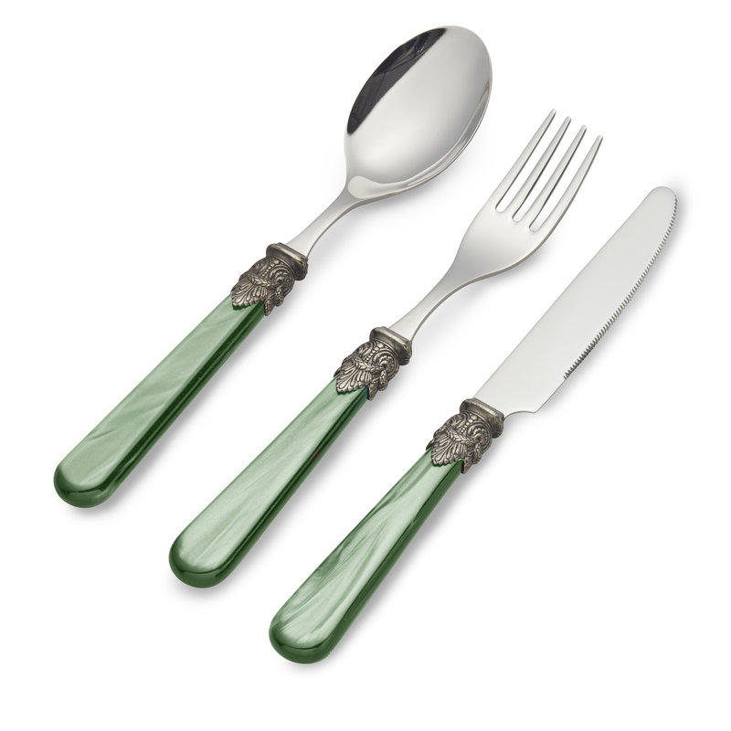 Breakfast Cutlery Set, Green Mother of Pearl, 3 pieces EME