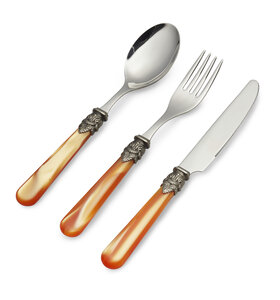 3-teiliges Frühstücksbesteckset, Orange (Perlmutt)
