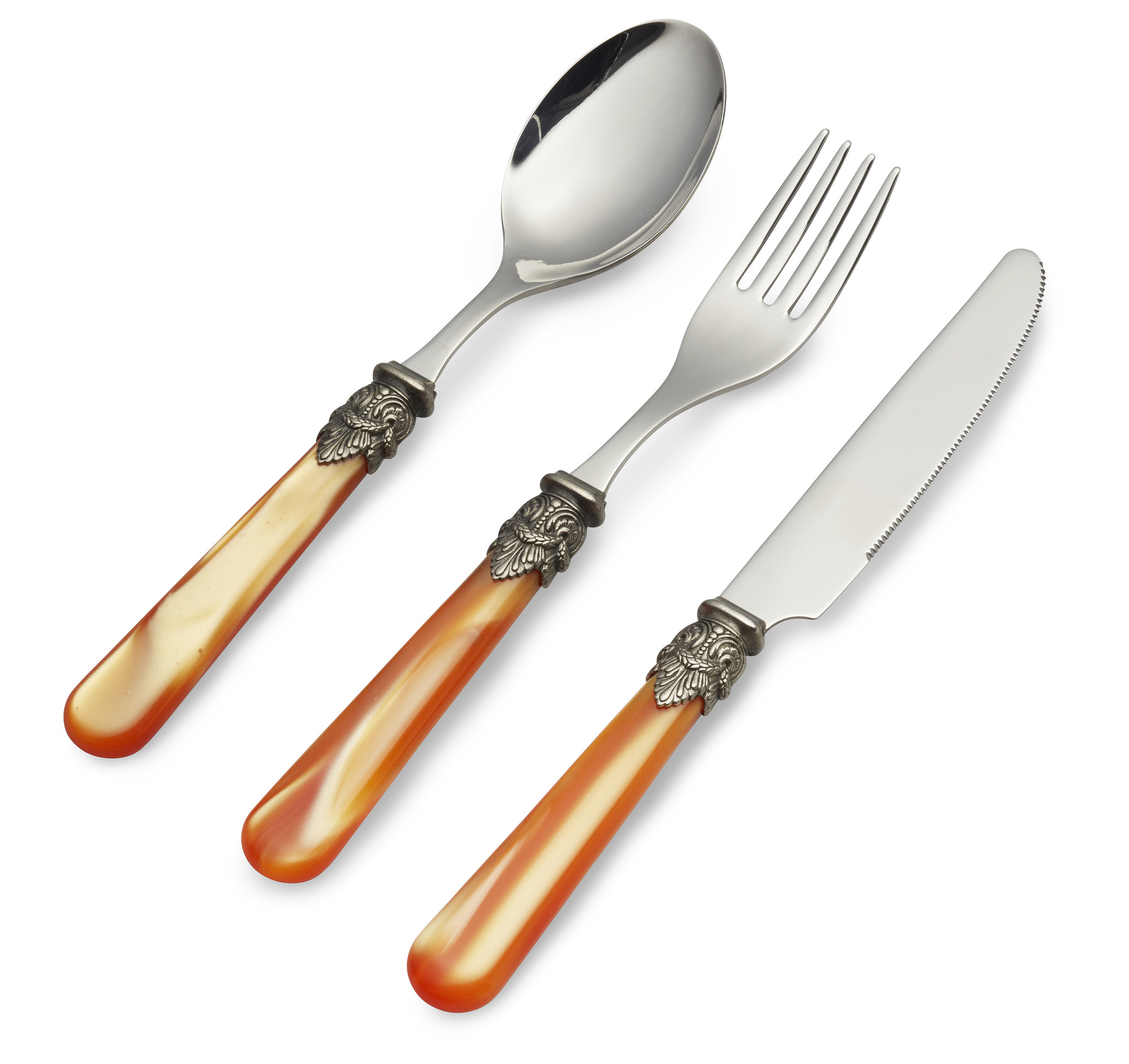 3-teilig, Besteckset, 1 Person, Orange (perlmutt), perfekt als Frühstücksbesteck