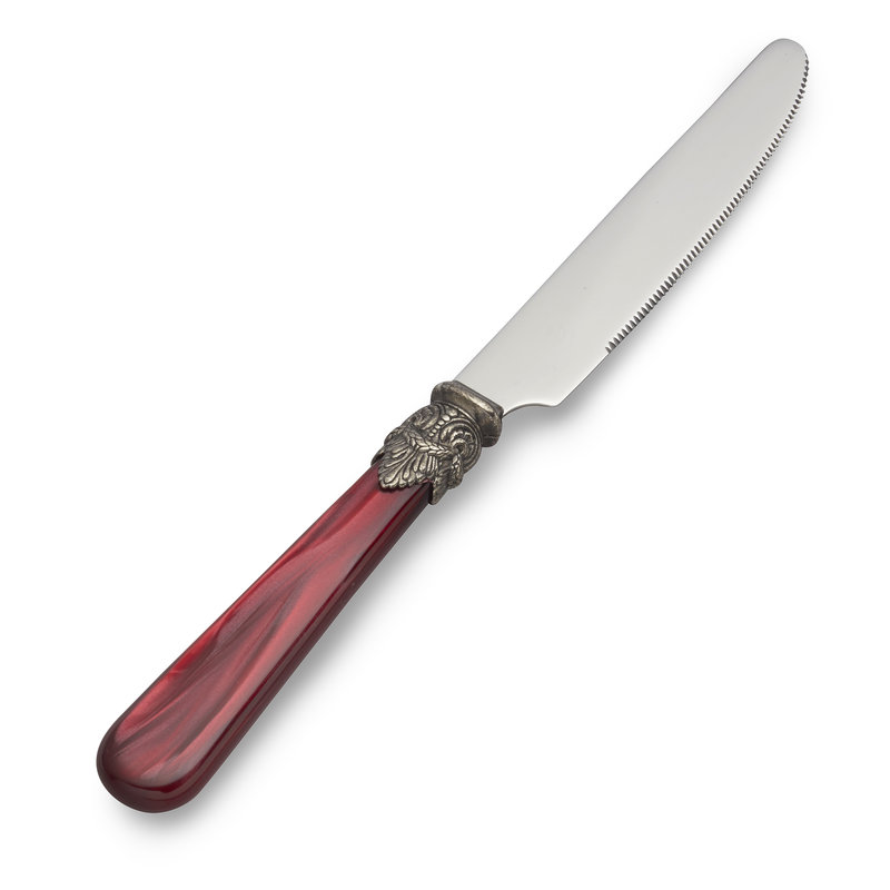 Frühstücksmesser, Rot mit Perlmutt