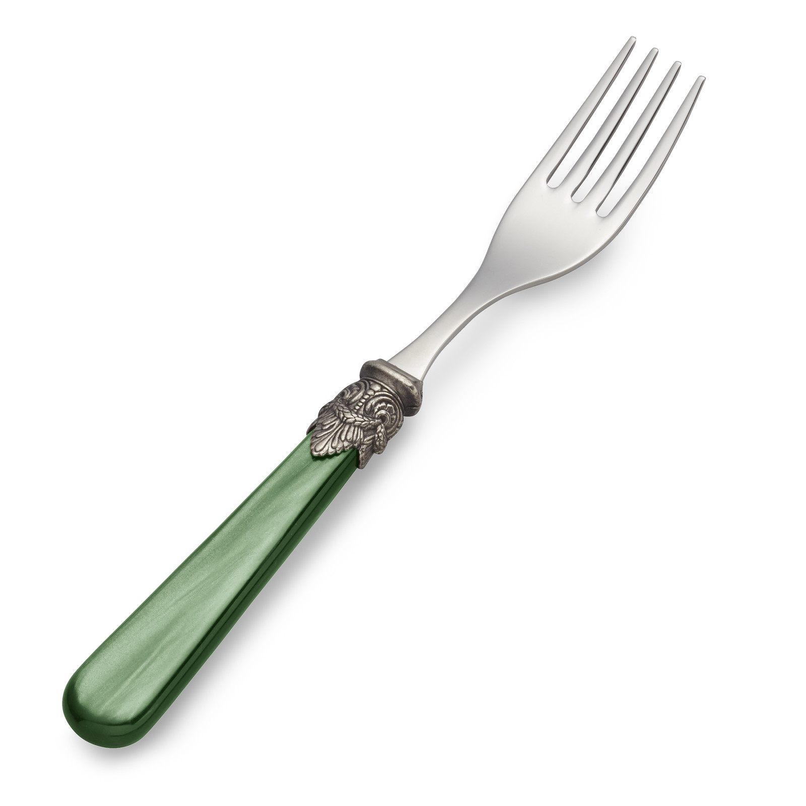 Breakfast Fork, Green with Mother of Pearl