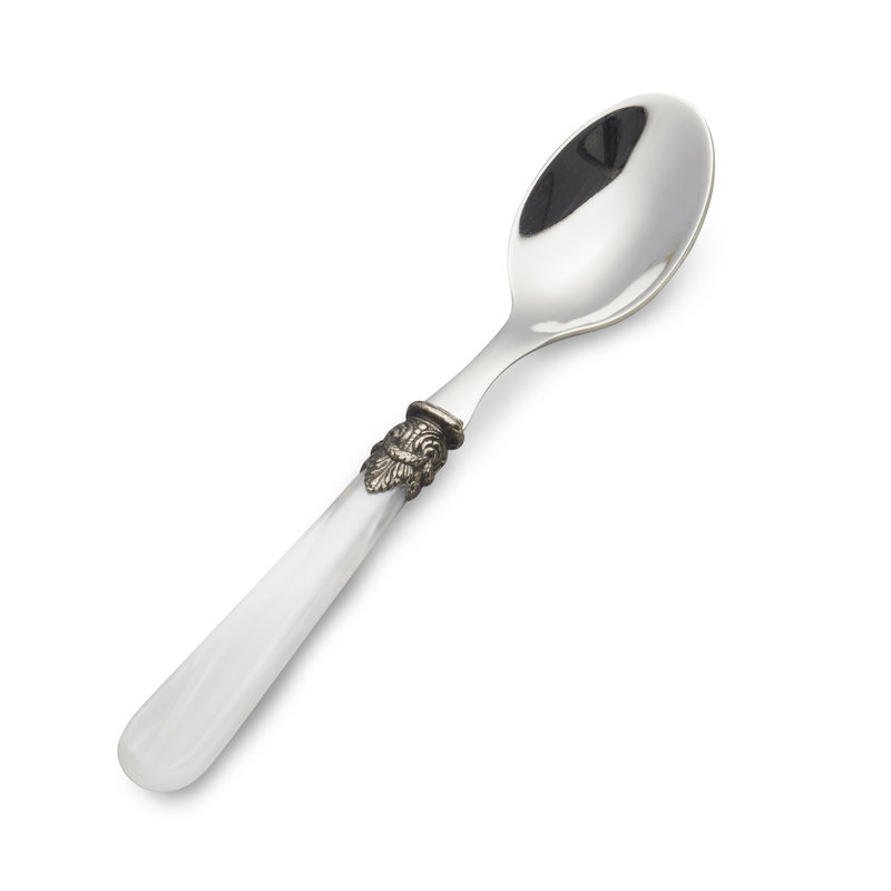 Theelepel / Koffielepel, Wit met Parelmoer (14,5 cm)