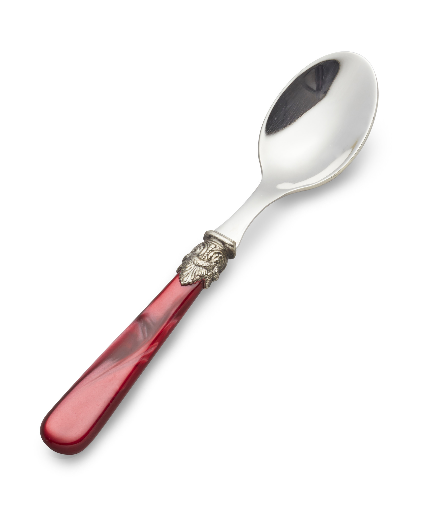 Cuillère à Thé, avec manche Rouge (éclat nacré)