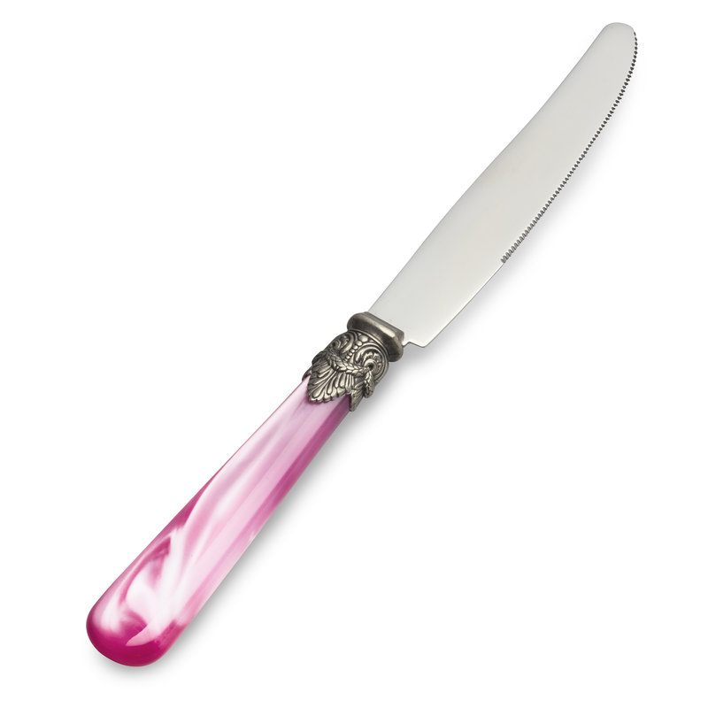 Tafelmesser Fuchsia mit Perlmutt.