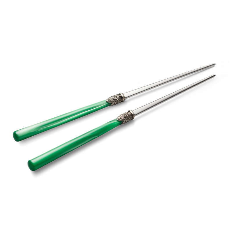 Chopsticks / Sushi sticks, Green with Mother of Pearl