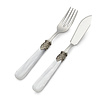 2-piece Fish Cutlery Set (fish knife, fish fork), White with Mother of Pearl, 1 person