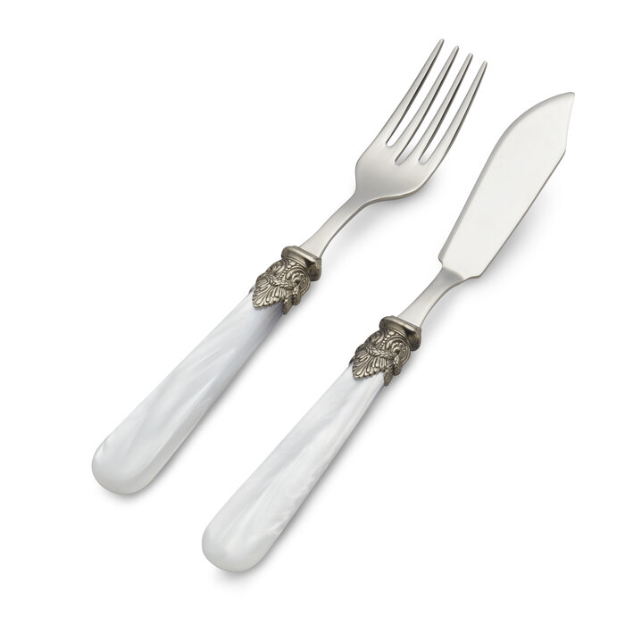 2-teiliges Fischbesteckset, 1 Person, Weiß (perlmutt), EME Napoleon