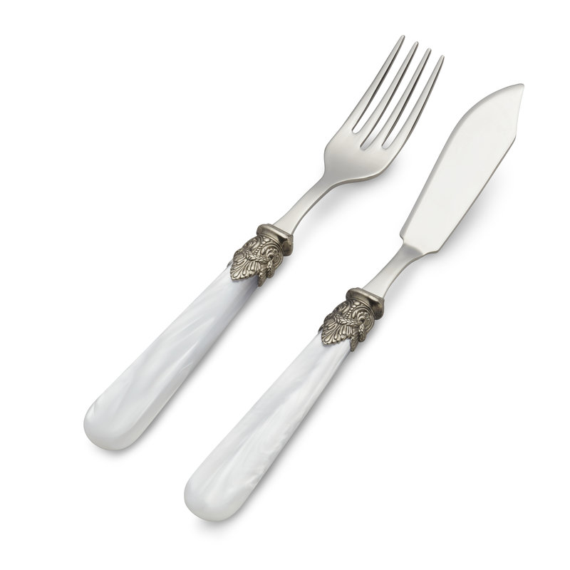Fish Cutlery Set, 2-piece (fish knife and fish fork), White with Mother of Pearl, 1 person