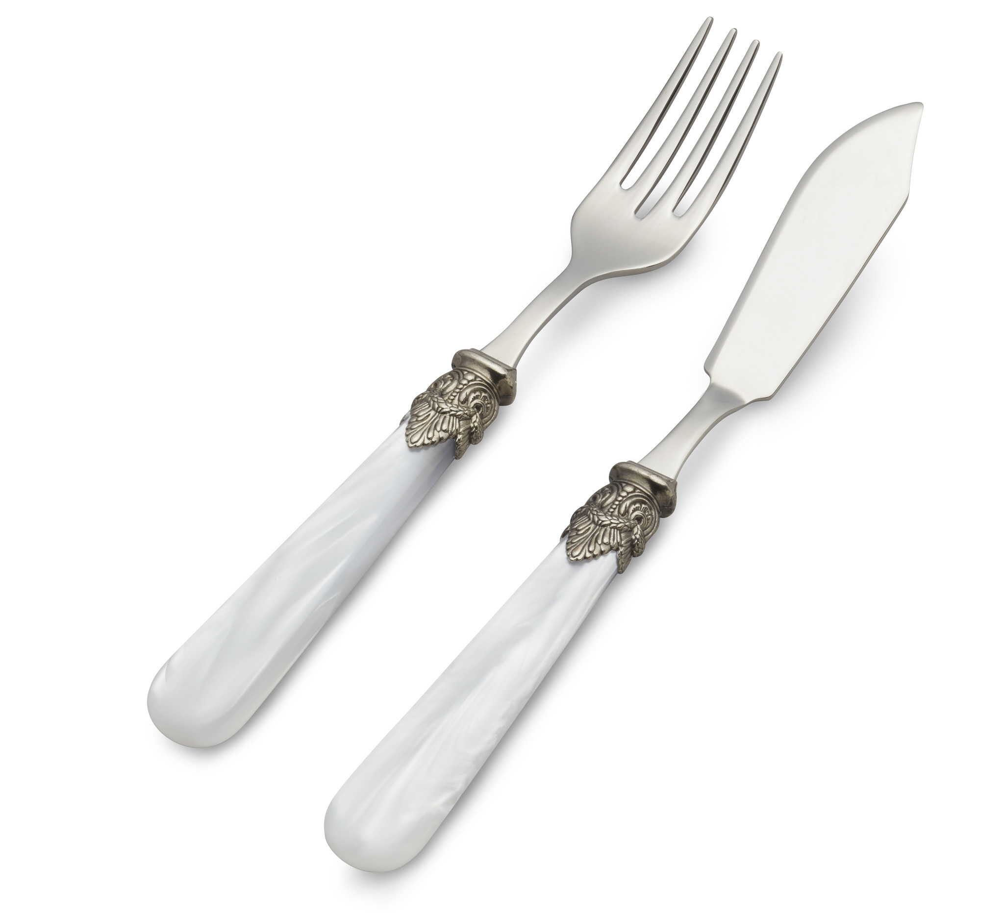 Ensemble de Couverts, Blanc (nacré), pour le Poisson