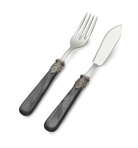 2-teiliges Fischbesteck, Schwarz (Perlmutt)