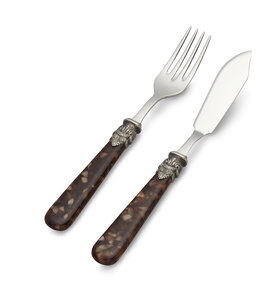 2-teiliges Fischbesteck, Braun (Schildpatt)