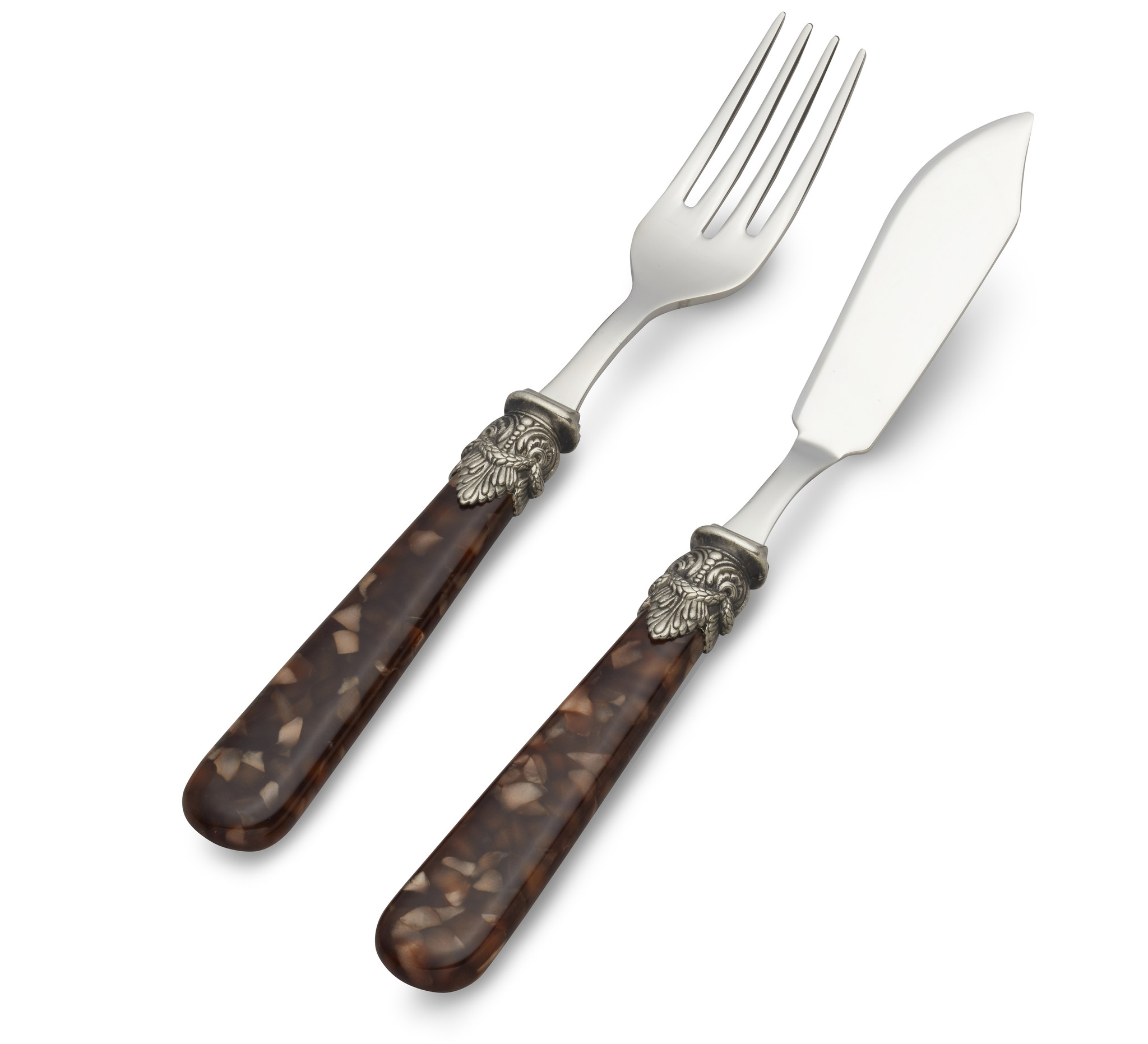 2-piece Fish Cutlery Set (fish knife, fish fork), Turtle Brown, 1 person