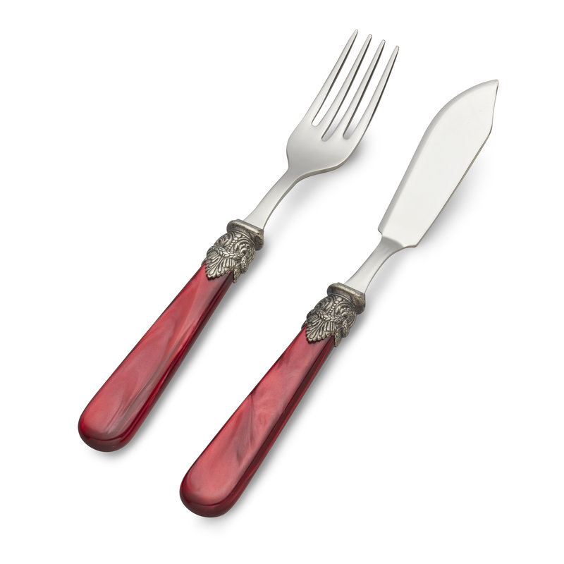 Vismes, Visvork of in 2-delige Set verkrijgbaar, Rood met Parelmoer, 1 persoon