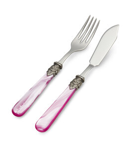 2-teiliges Fischbesteck, Fuchsia (Perlmutt)