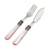 2-teiliger Fisch Besteckset (Fischmesser, Fischgabel), Rosa mit Perlmutt, 1 Person