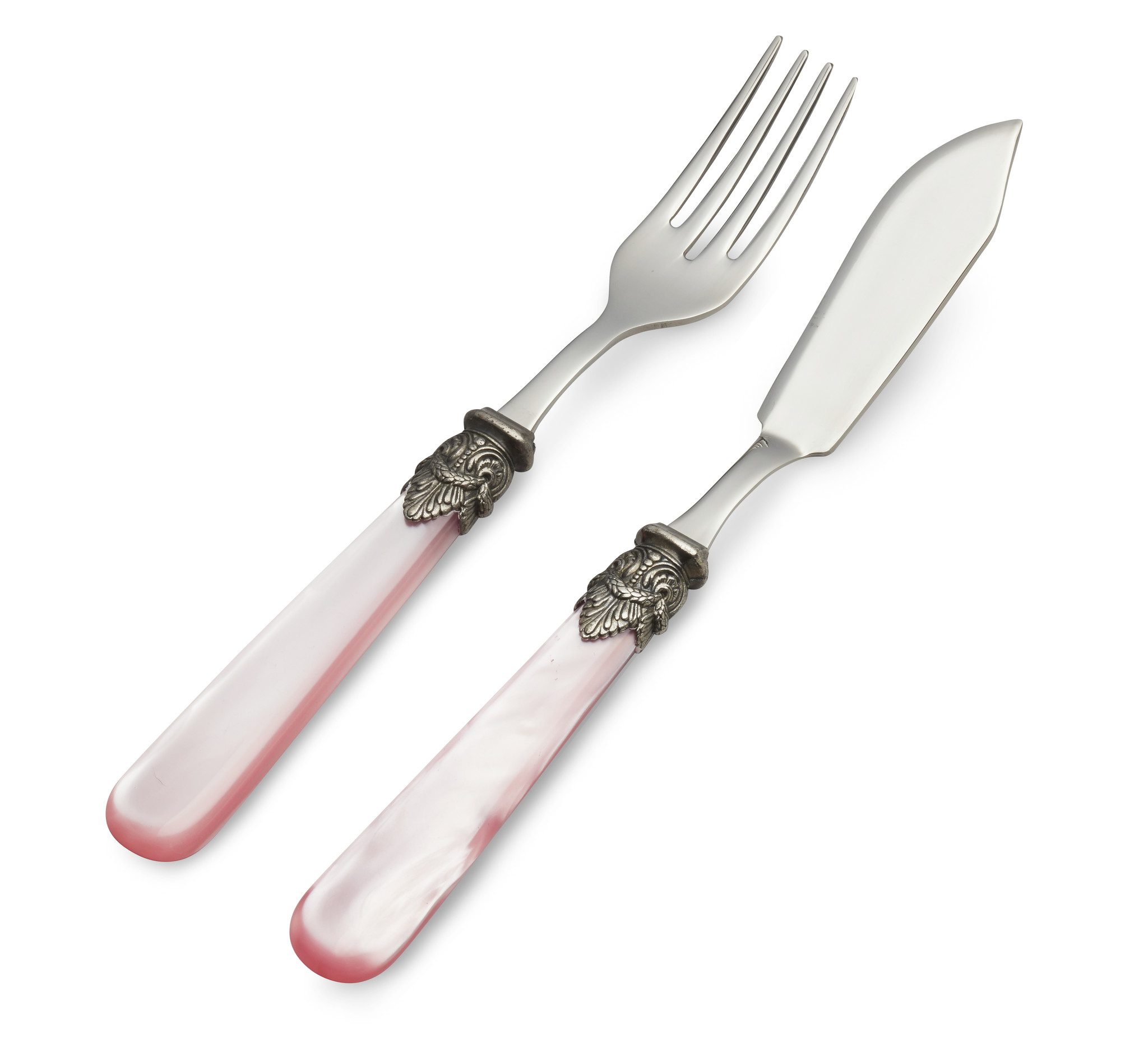 2-piece Fish Cutlery Set (fish knife, fish fork), Pink with Mother of  Pearl, 1 person