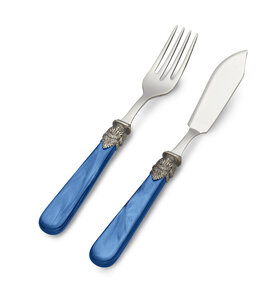 2-teiliges Fischbesteck, Blau (Perlmutt)