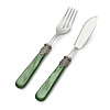 2-piece Fish Cutlery Set (fish knife, fish fork), Green with Mother of Pearl, 1 person