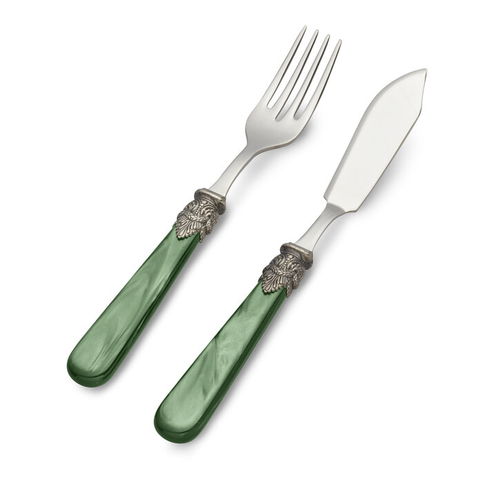 Cutlery Set, Green (mother-of-pearl), for Fish