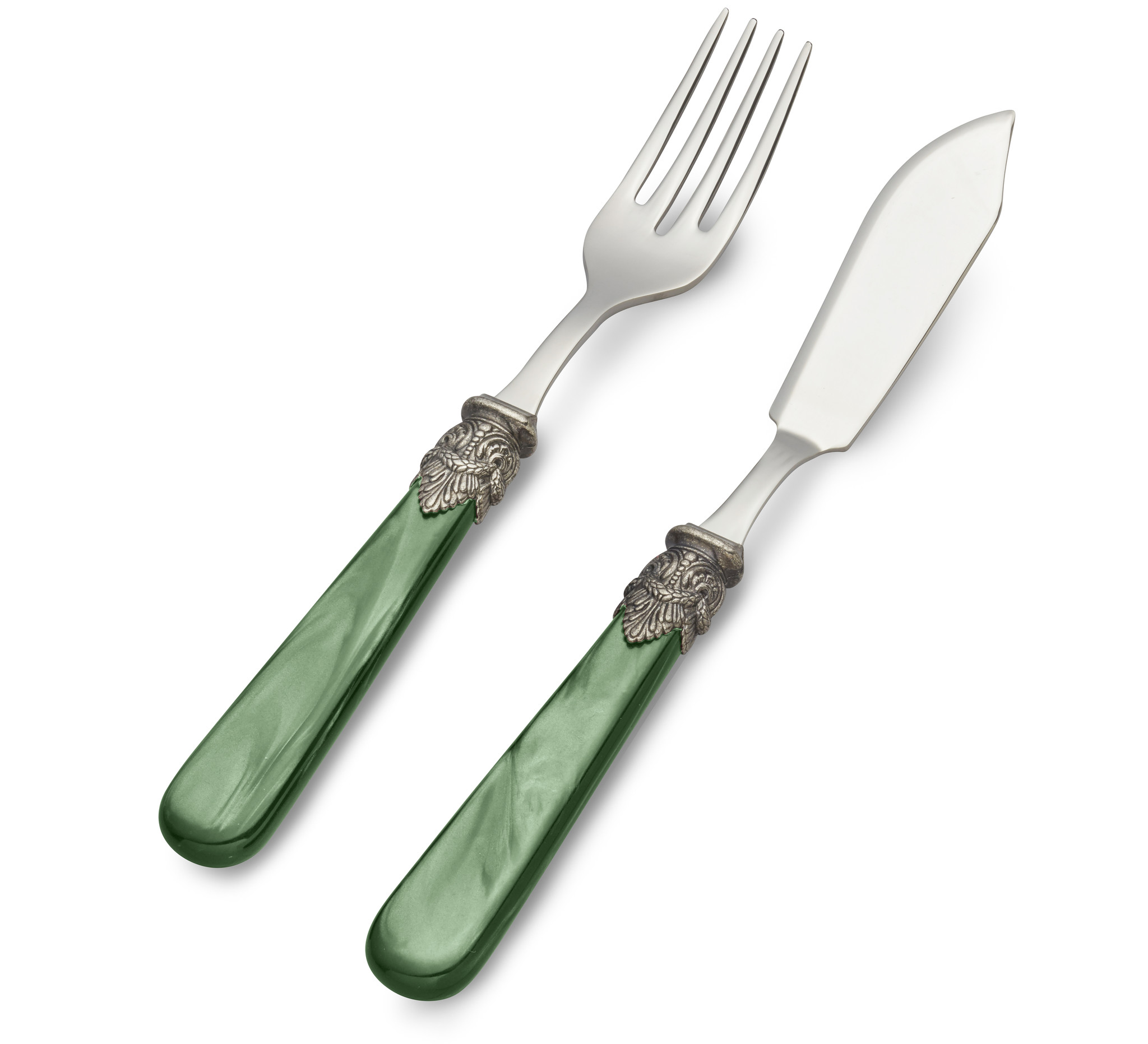 Cutlery Set, Green (mother-of-pearl), for Fish