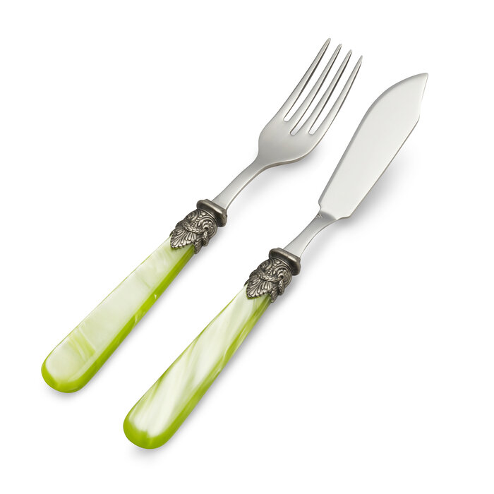 2-teilig, Fischbesteckset, 1 Person, Hellgrün (perlmutt), EME Napoleon