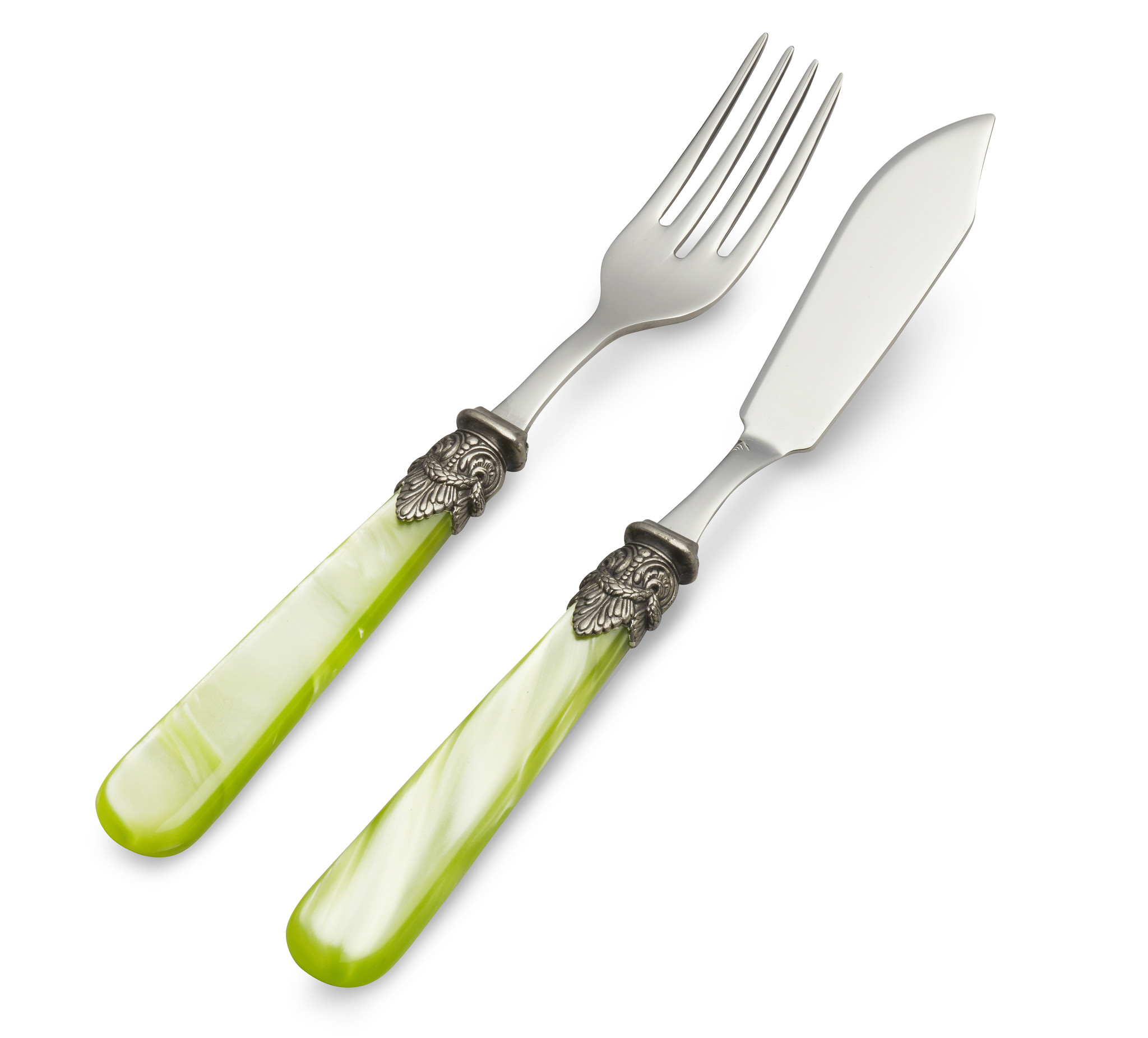 Ensemble de Couverts, Vert Clair (éclat nacré), pour le Poisson