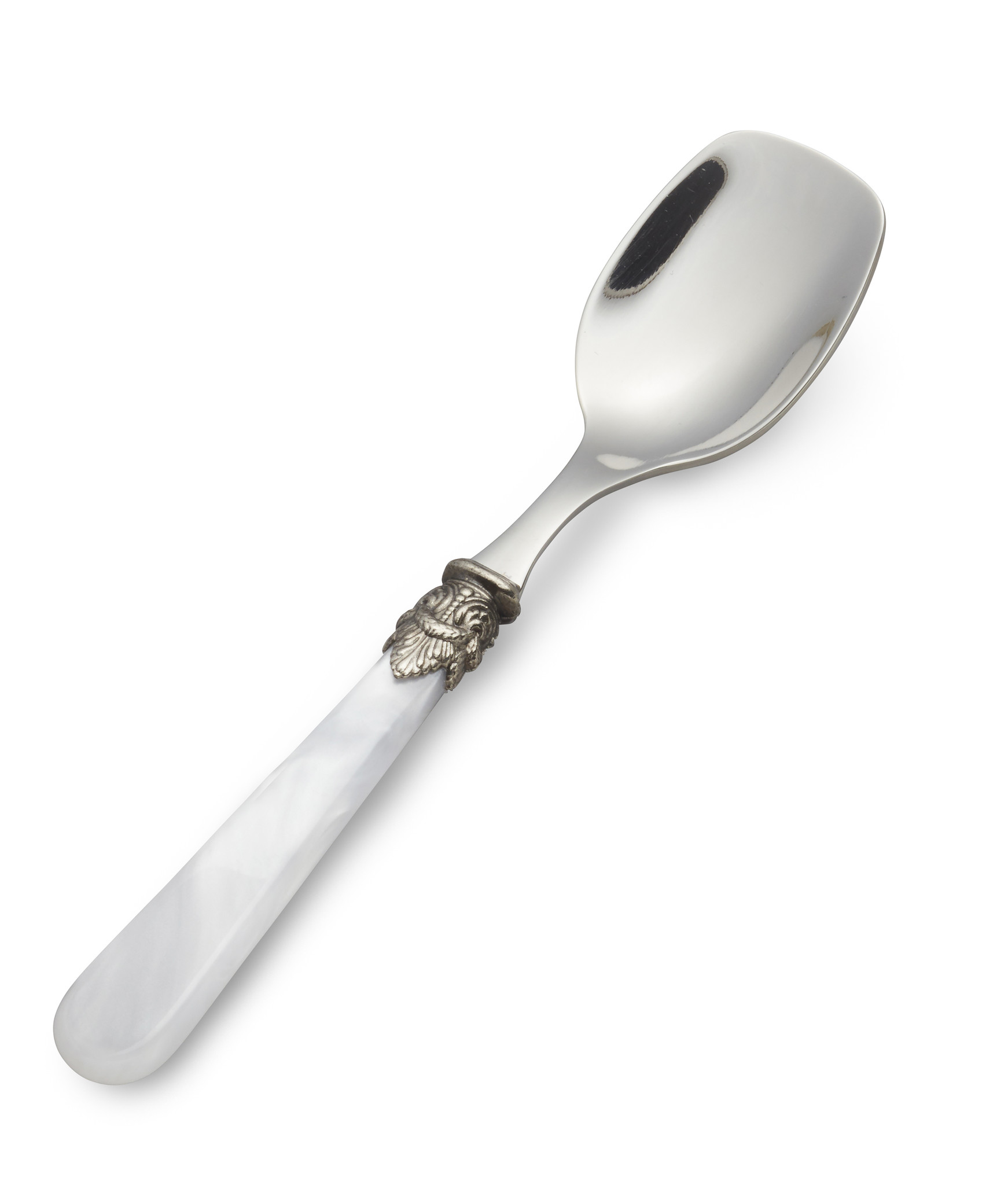 Ice Cream Spoon, with White handle (mother-of-pearl sheen)