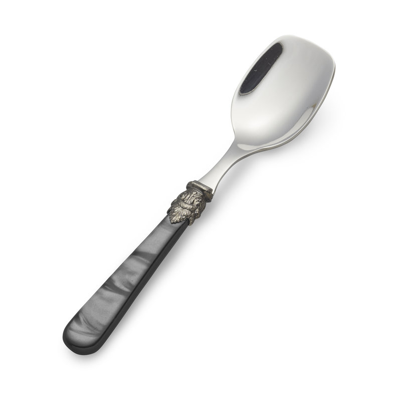Eislöffel / Dessertlöffel, Schwarz mit Perlmutt