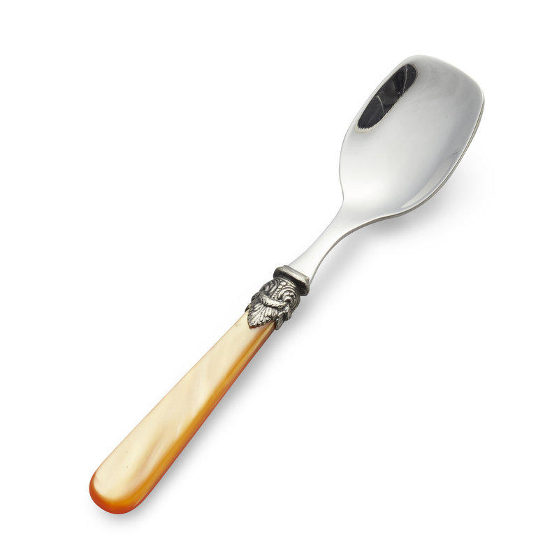 Ice Cream Spoon / Dessert Spoon, Orange with Mother of Pearl