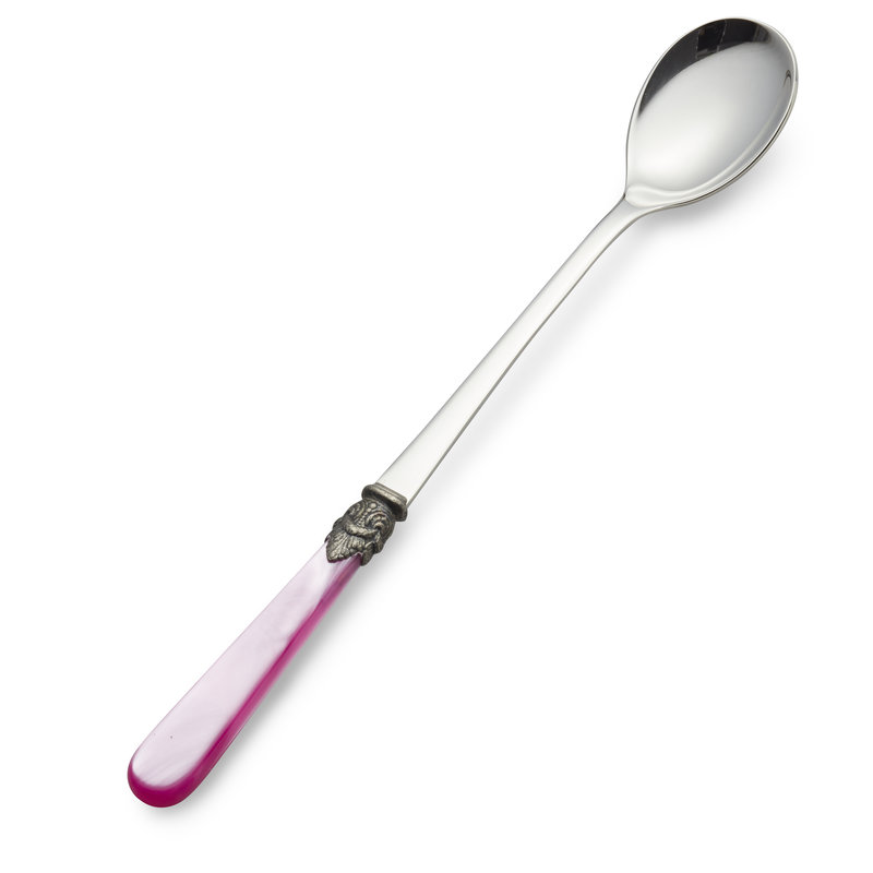 Longdrink lepel / Sorbetlepel, Fuchsia met Parelmoer (21,5 cm)