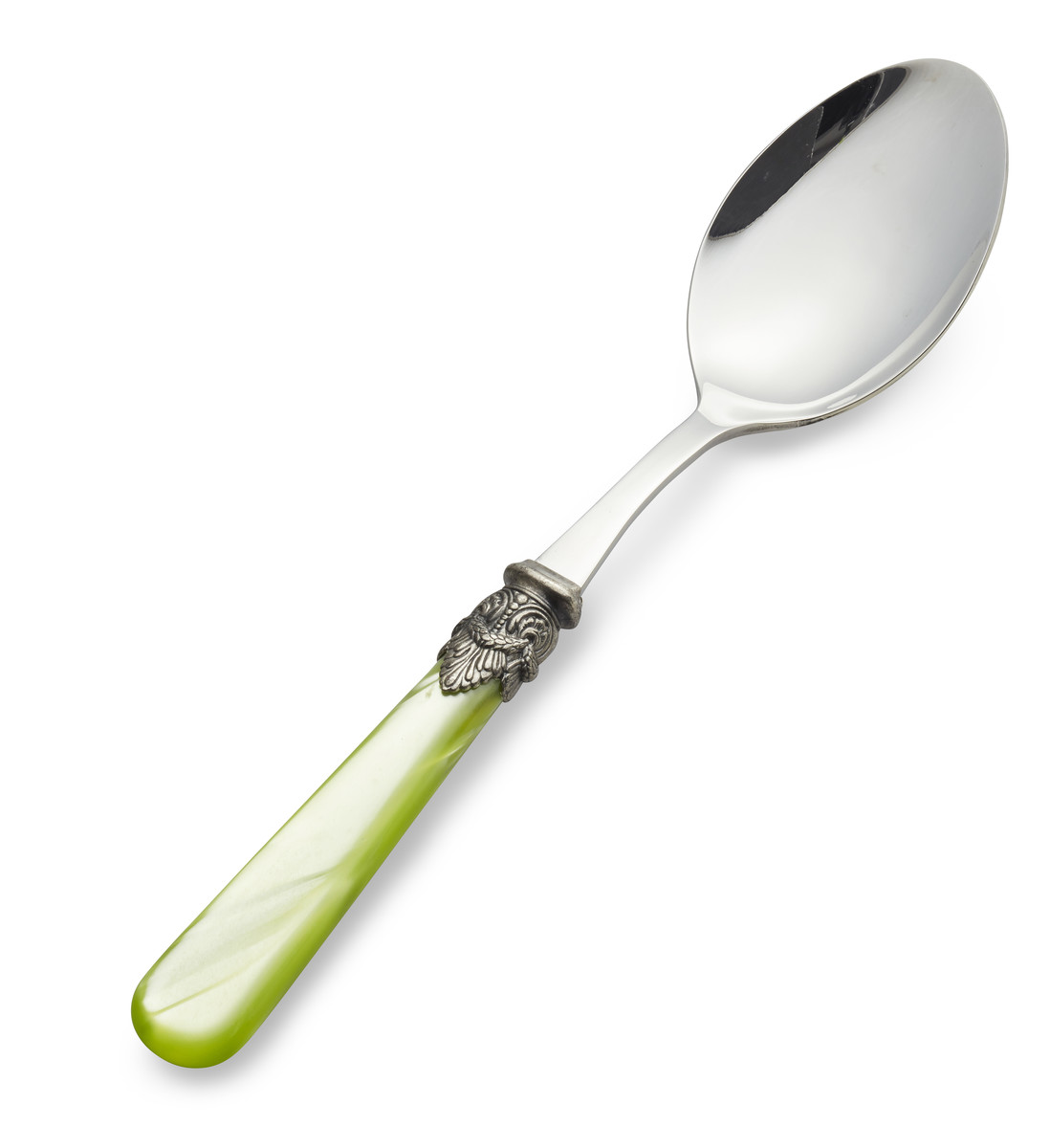 Serving Spoons with holes, Light Green with Mother of Pearl, EME