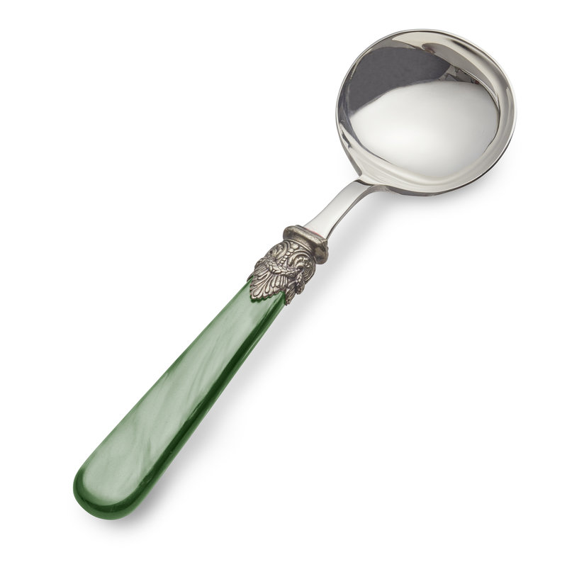 Saucenlöffel / Soßenlöffel, Grün mit Perlmutt