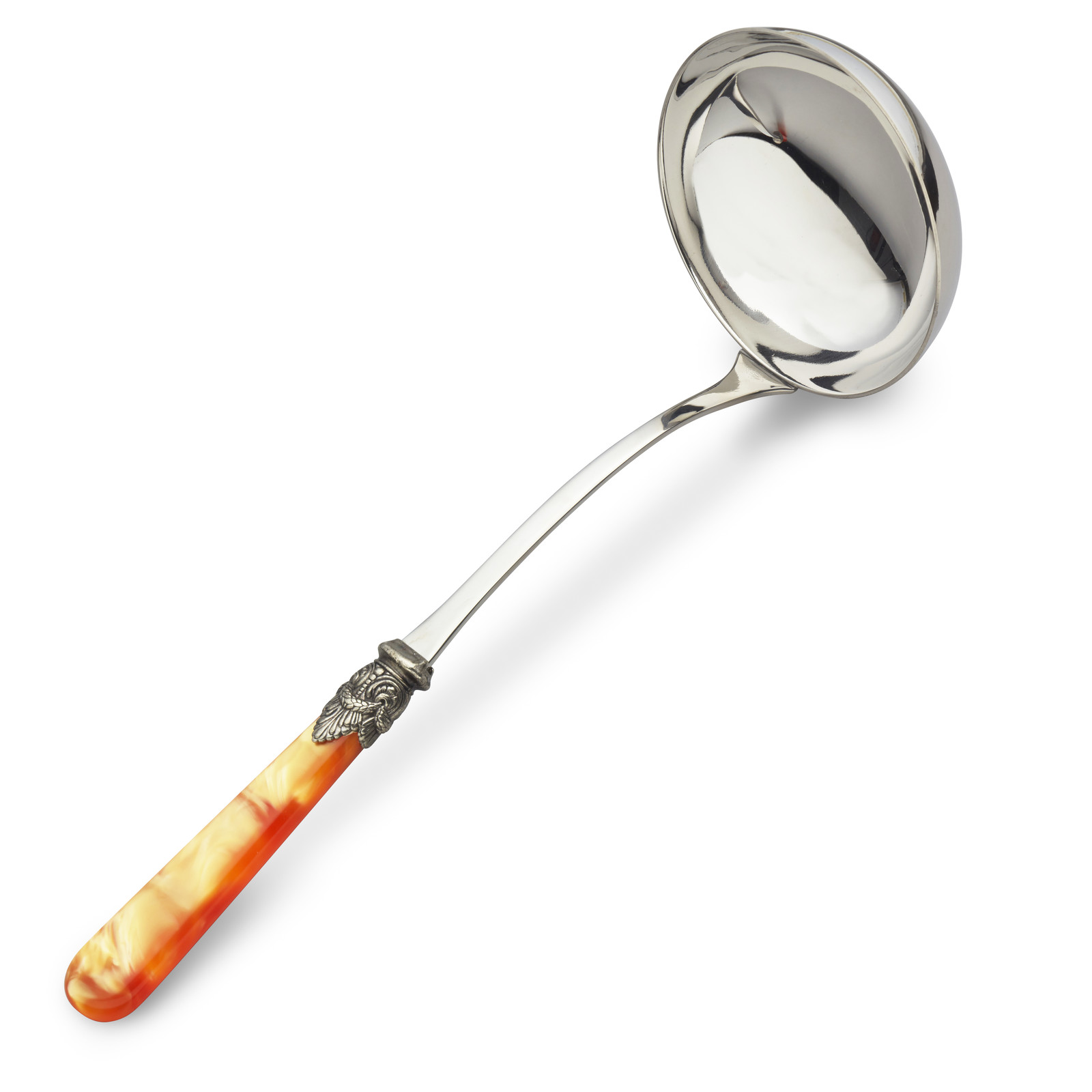Soup Ladle, Orange with Mother of Pearl