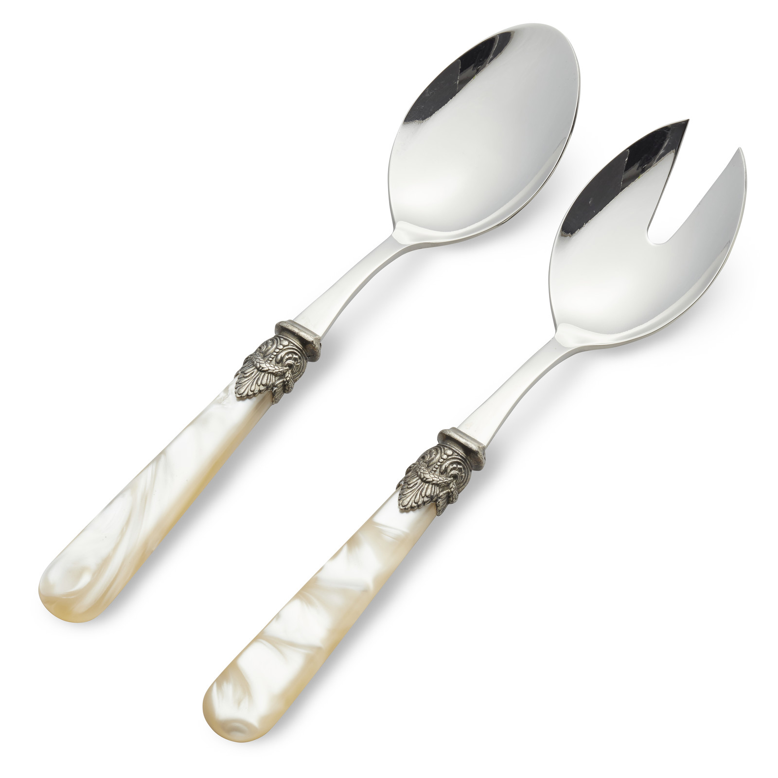 Salad cutlery set, 2-piece (salad spoon and salad fork)  Ivory with Mother of Pearl