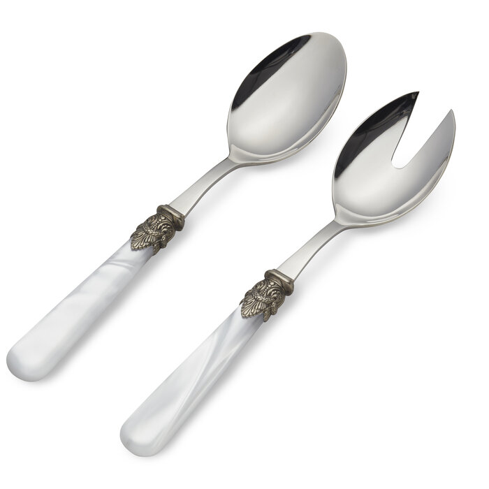 Slabestek, set met slavork en slalepel, Wit (parelmoer), EME Napoleon