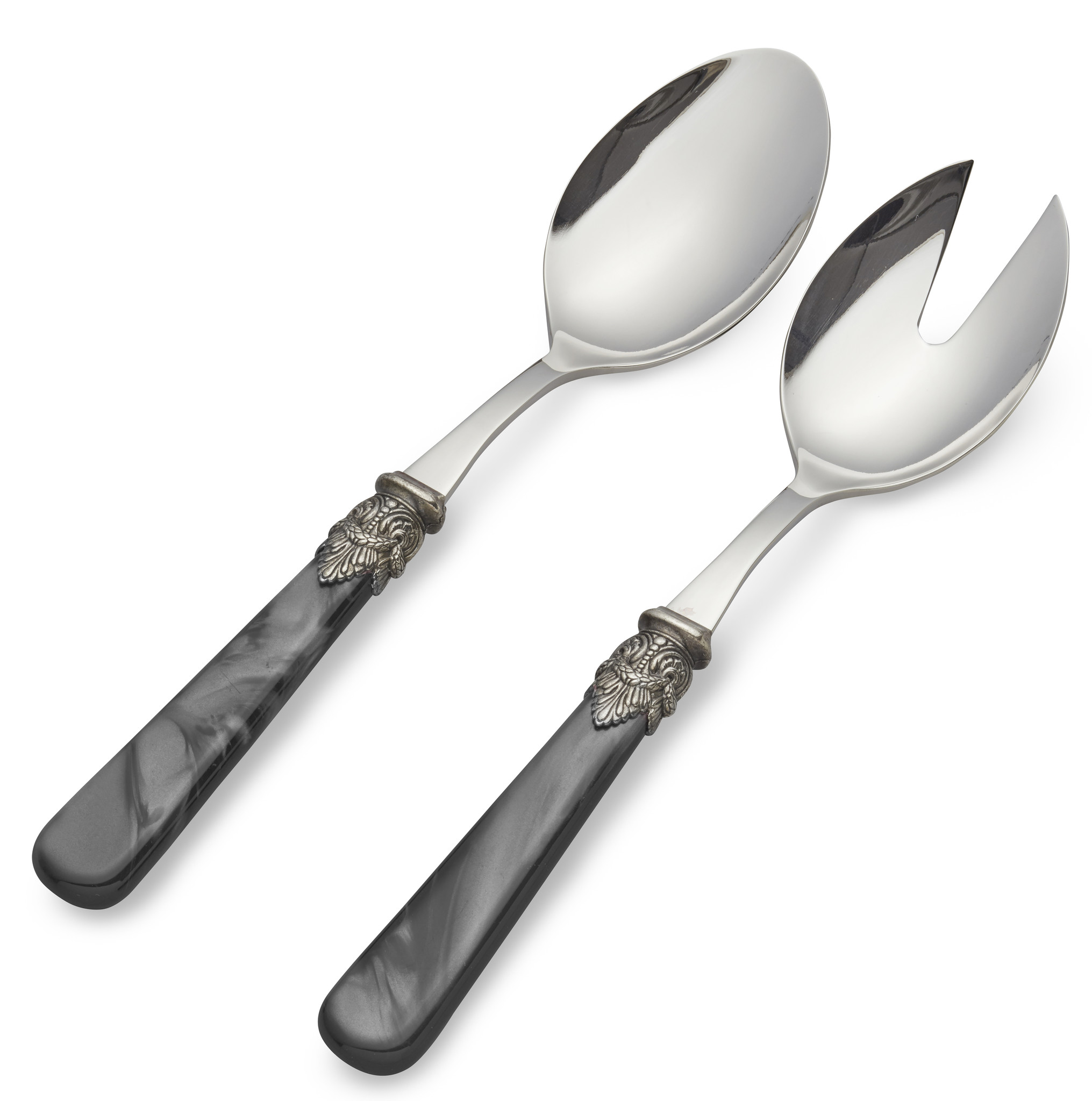 2-teiliges Salatbesteck (Salatlöffel und Salatgabel), Schwarz (perlmutt), EME Napoleon