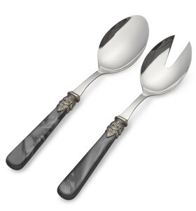2-piece salad serving set, black (mother-of-pearl)
