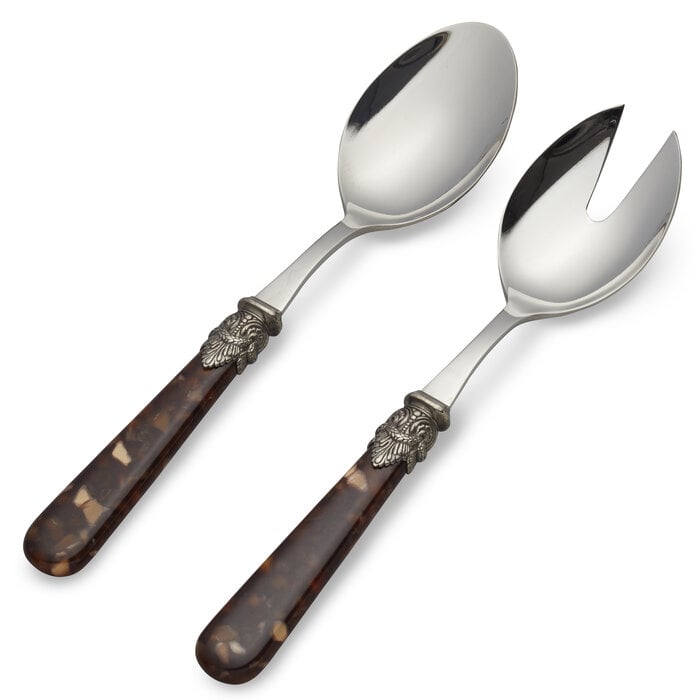 Salatbesteck, 2-teilig (Salatlöffel und Salatgabel), Braun (schildkröte), EME Napoleon