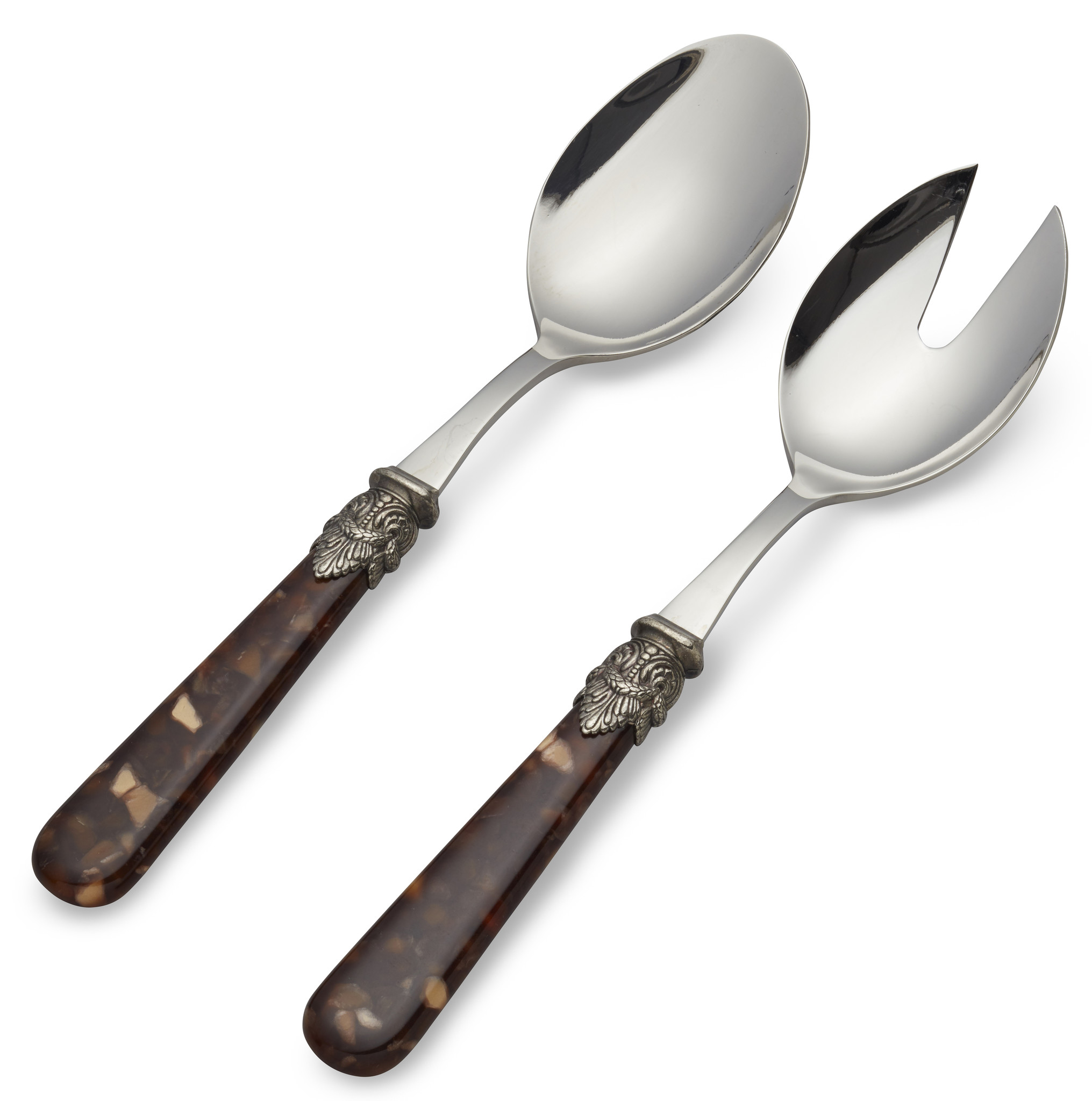 Salat Besteckset, 2-teilig (Salatlöffel und Salatgabel), Braun (Schildkrötenmotiv)