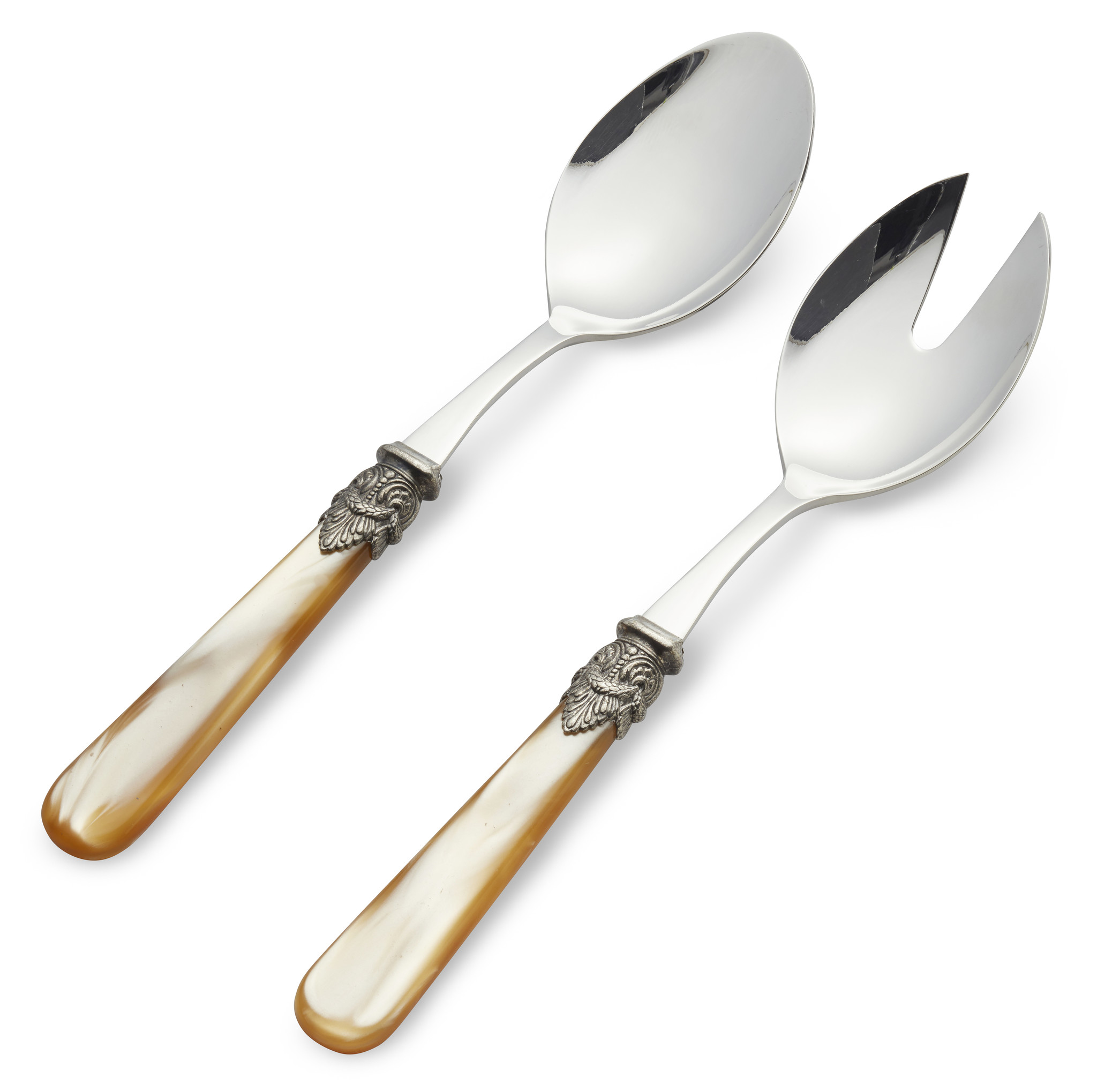 Salad servers, Honey Gold (mother-of-pearl)