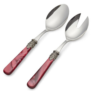 Salad servers, Red (mother-of-pearl)