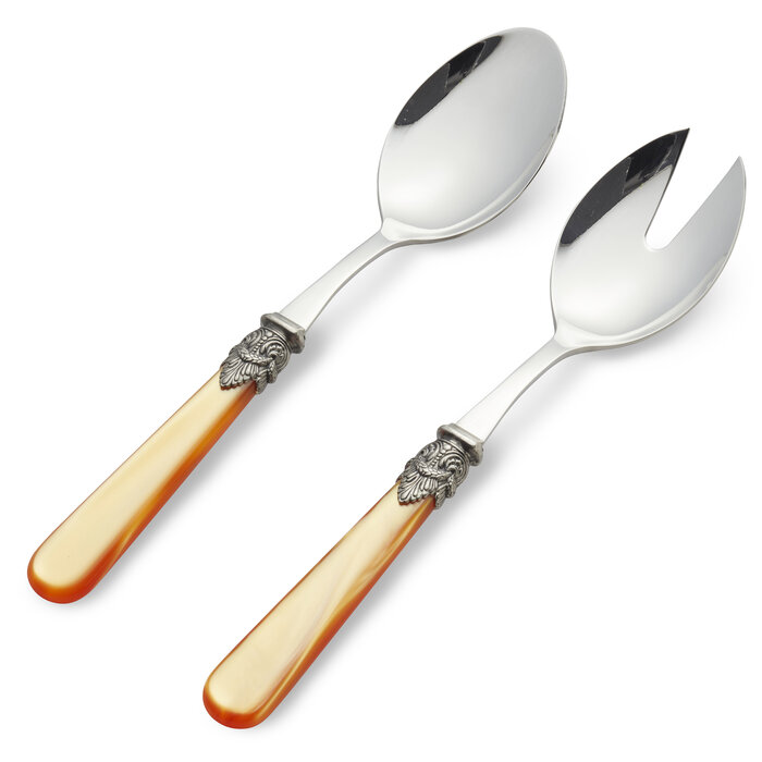 2-teiliges Salatbesteck (Salatlöffel und Salatgabel), Orange (perlmutt), EME Napoleon