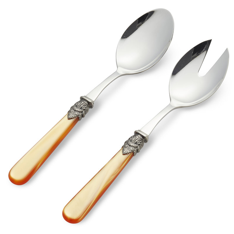 Salad cutlery set, 2-piece (salad spoon and salad fork) Orange with Mother of Pearl