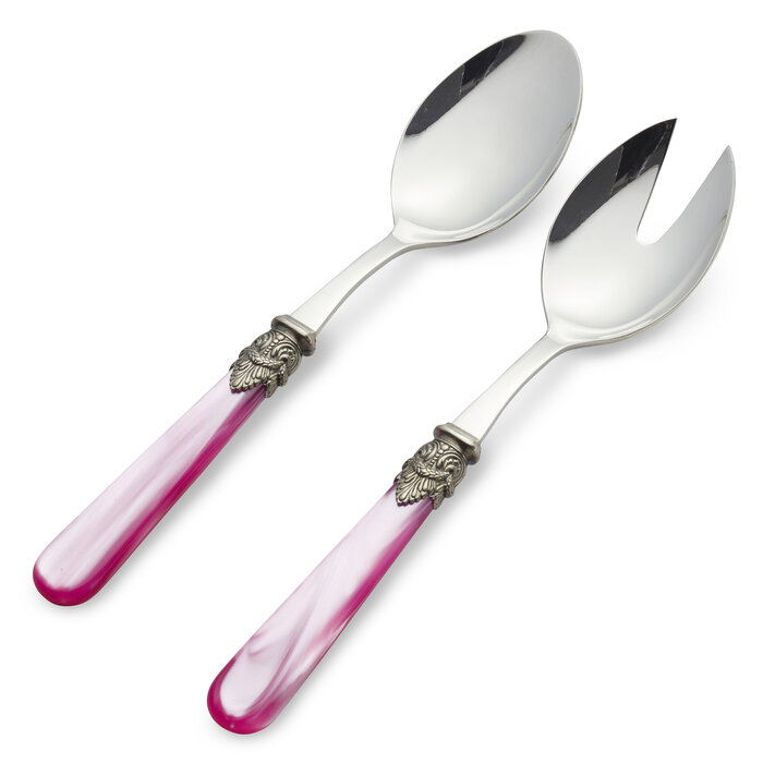 Salatbesteck, 2-teilig (Salatlöffel und Salatgabel), Fuchsia (perlmutt), EME Napoleon