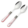 Salad cutlery set, 2-piece (salad spoon and salad fork), Pink with Mother of Pearl