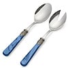 Salad cutlery set, 2-piece (salad spoon and salad fork),  Blue with Mother of Pearl