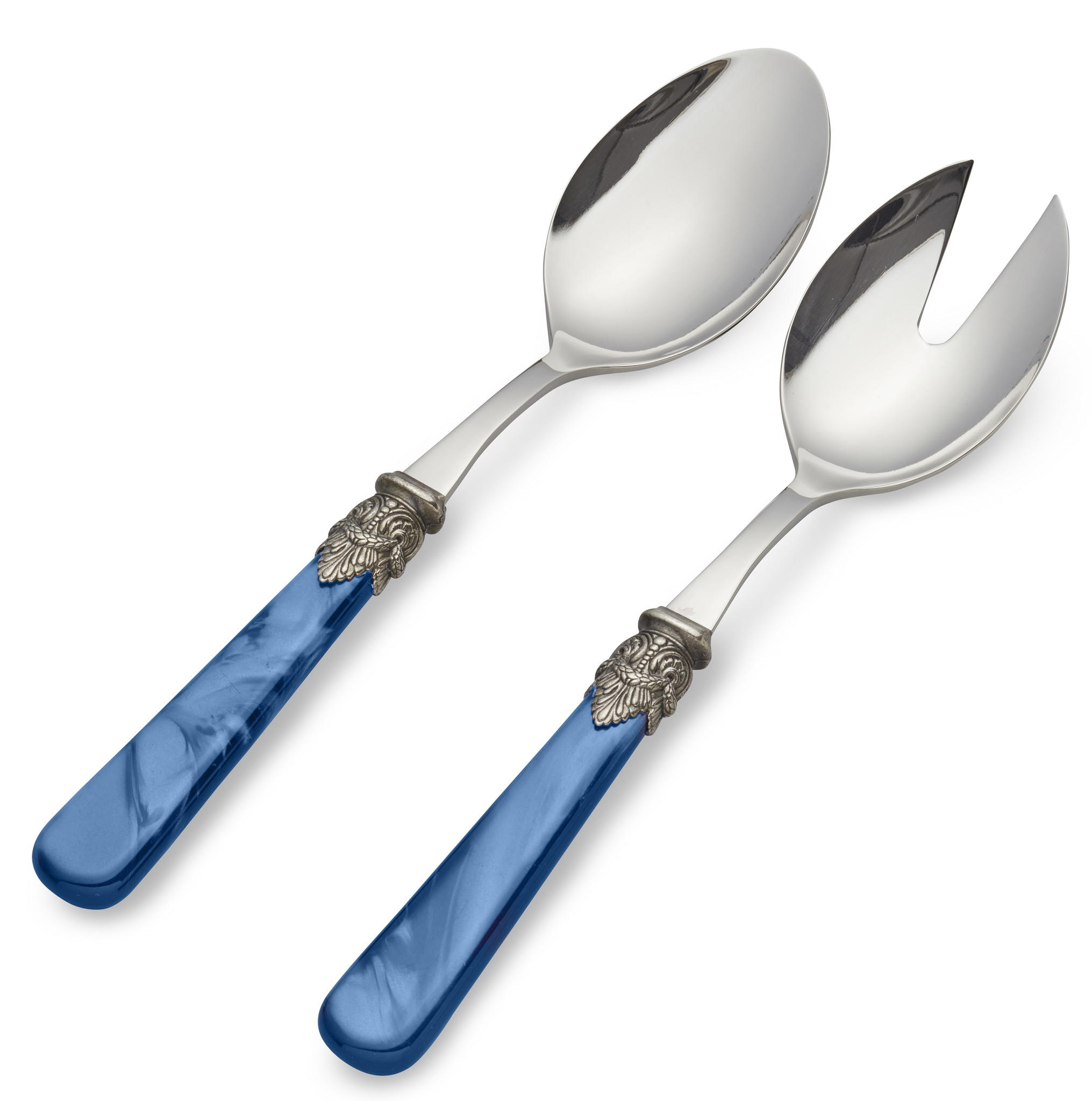 Salad servers, Blue (mother-of-pearl sheen)
