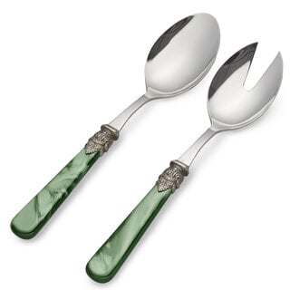 Salad servers, Green (mother-of-pearl)
